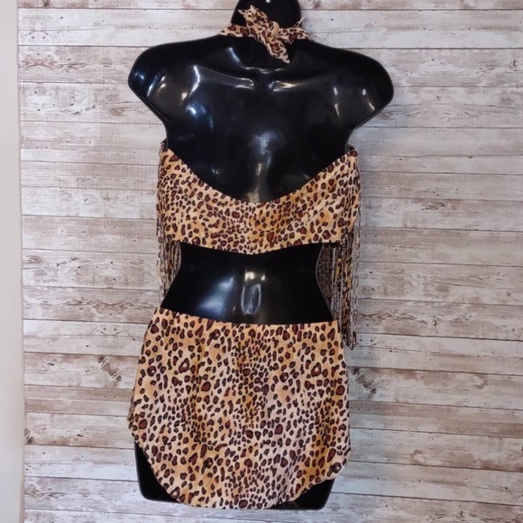 2 PC Leopard Print Fringe High Waist Bikini Set 14 - Picture 7 of 11